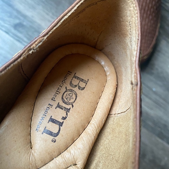 Born Woven Brown Leather Slip on Loafers Size 7 - Picture 9 of 11